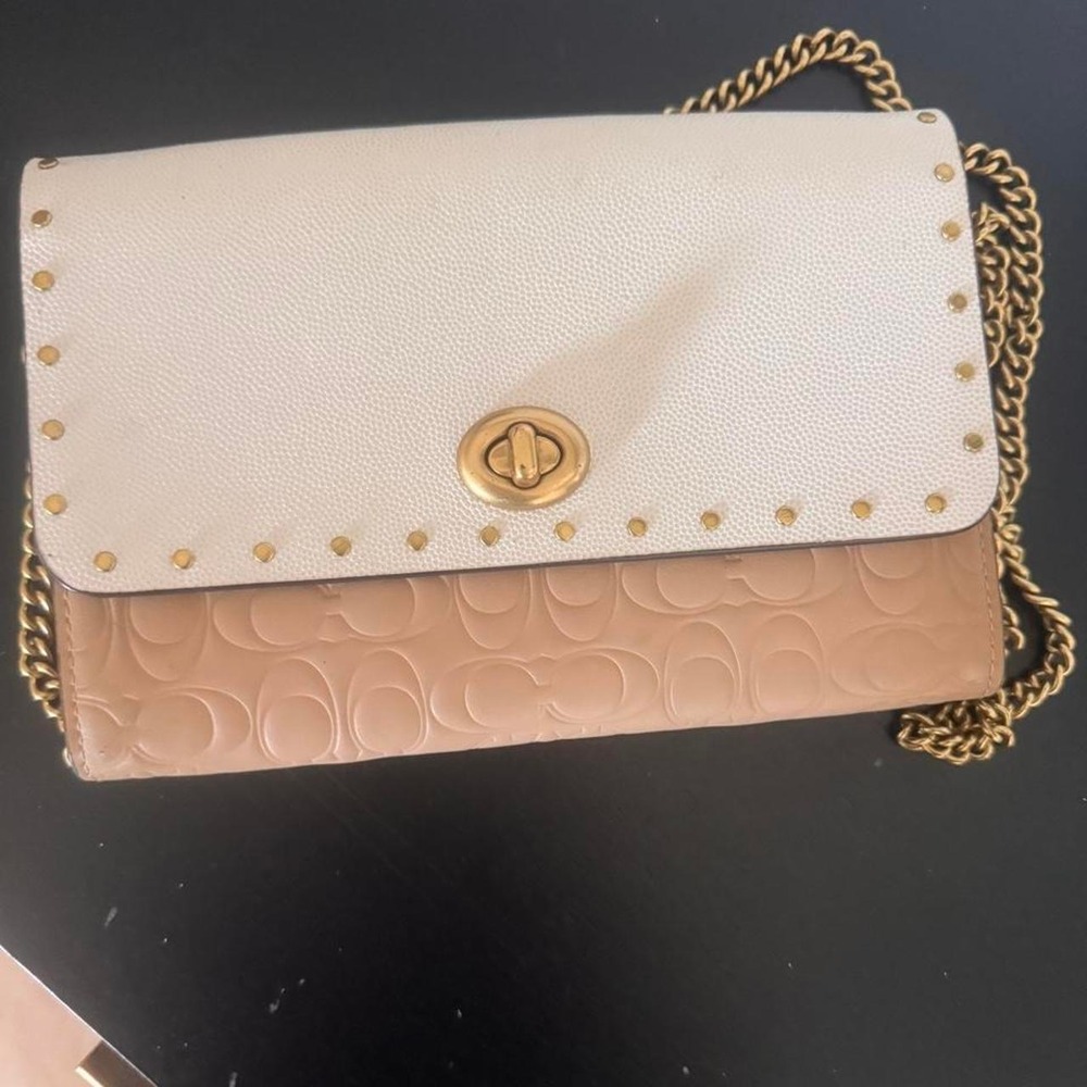 Coach Beige and Gold Crossbody
